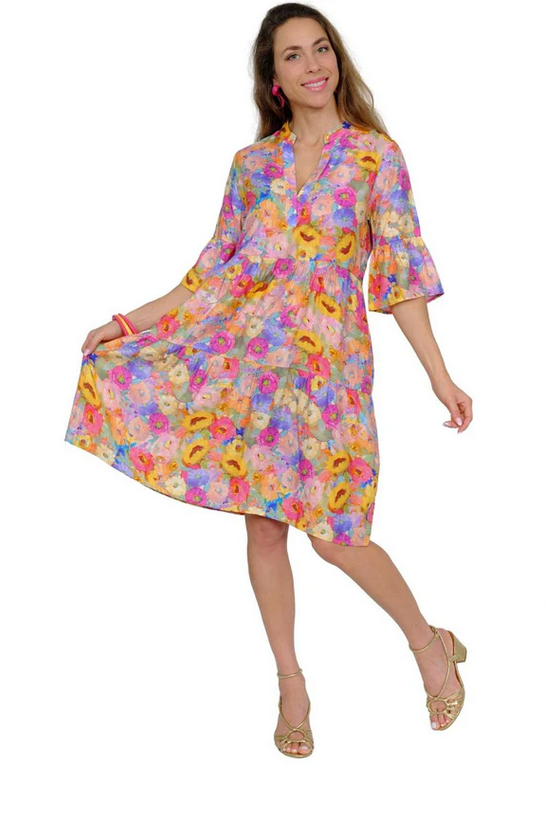 Sunflower Petals Bell Sleeve Dress By: Lior