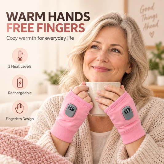 (🌲Early Christmas Sale- 49% OFF) Rechargeable Heated Fingerless Gloves – 3 Heat Levels for Warm Hands & Everyday Comfort