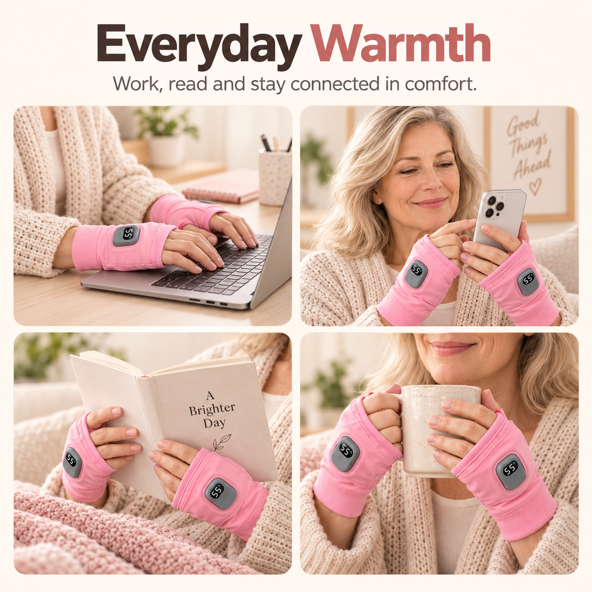 (🌲Early Christmas Sale- 49% OFF) Rechargeable Heated Fingerless Gloves – 3 Heat Levels for Warm Hands & Everyday Comfort
