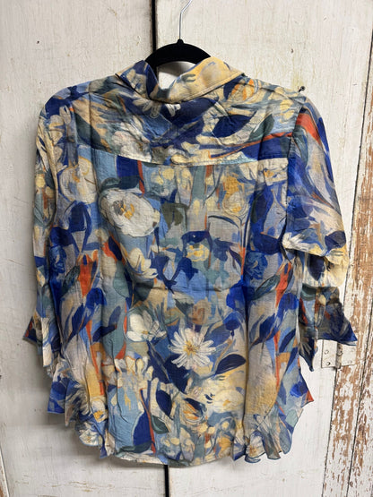 Blue Lagoon Side Flounce Blouse By: Lior Paris