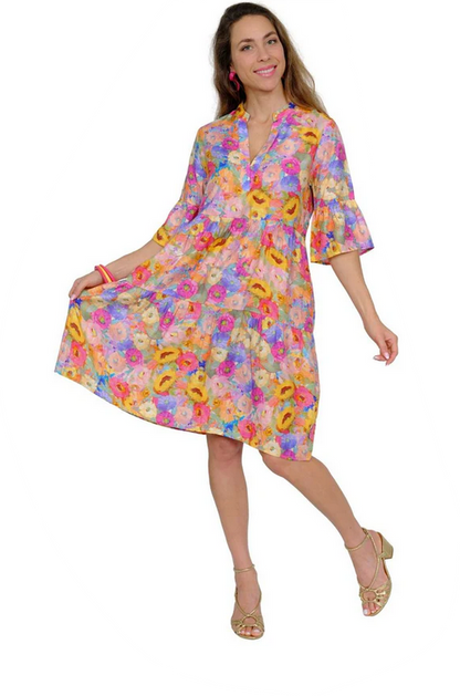 Sunflower Petals Bell Sleeve Dress By: Lior