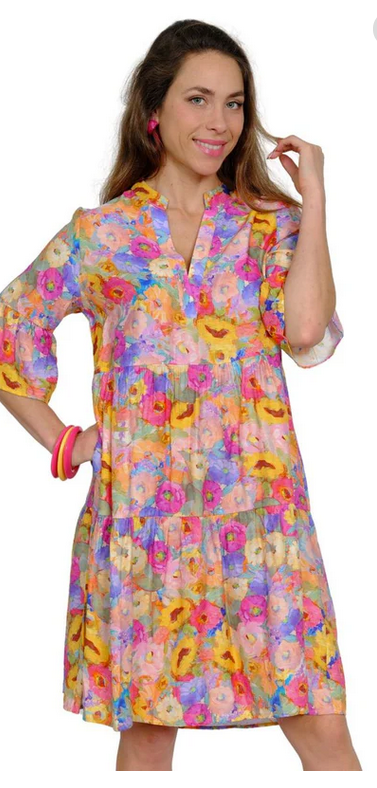 Sunflower Petals Bell Sleeve Dress By: Lior